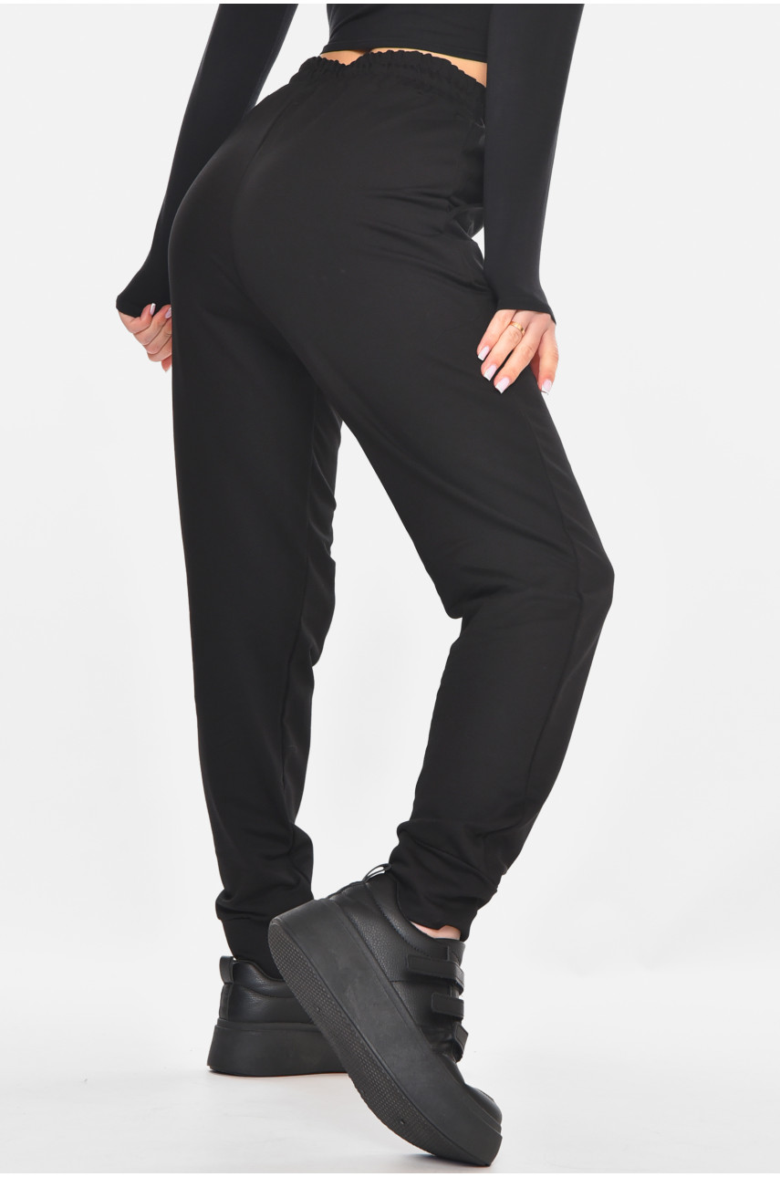 Спортивні штани жіночі однотонні чорного кольору 362 210972