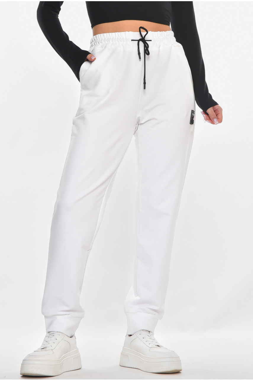 Спортивні жіночі штани однотонні білого кольору 362 210973