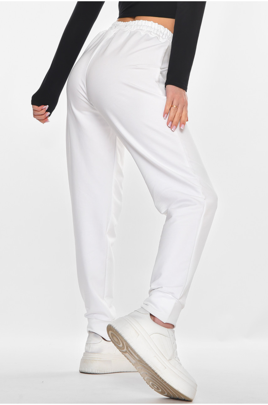Спортивні жіночі штани однотонні білого кольору 362 210973