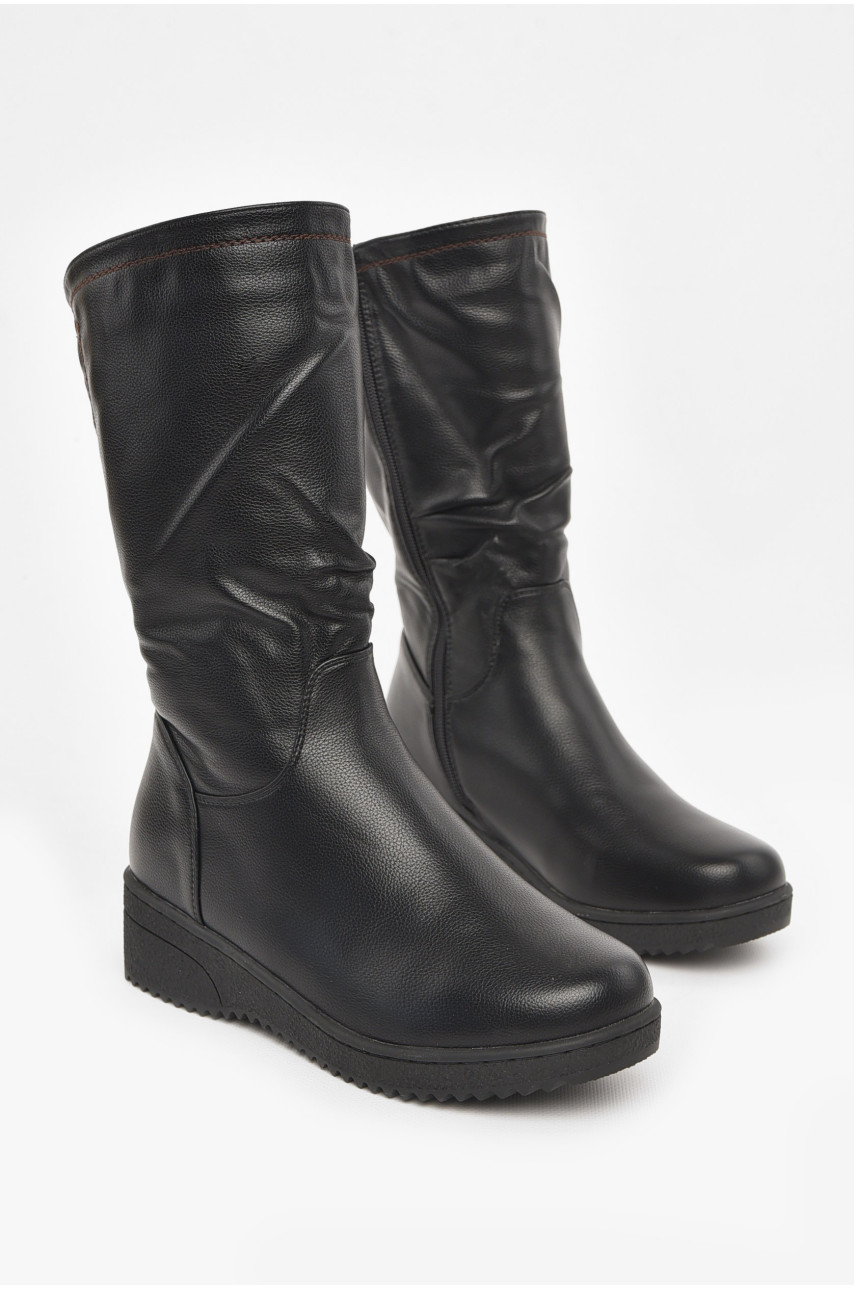 Полусапоги женские зимние черного цвета на меху 374 210984