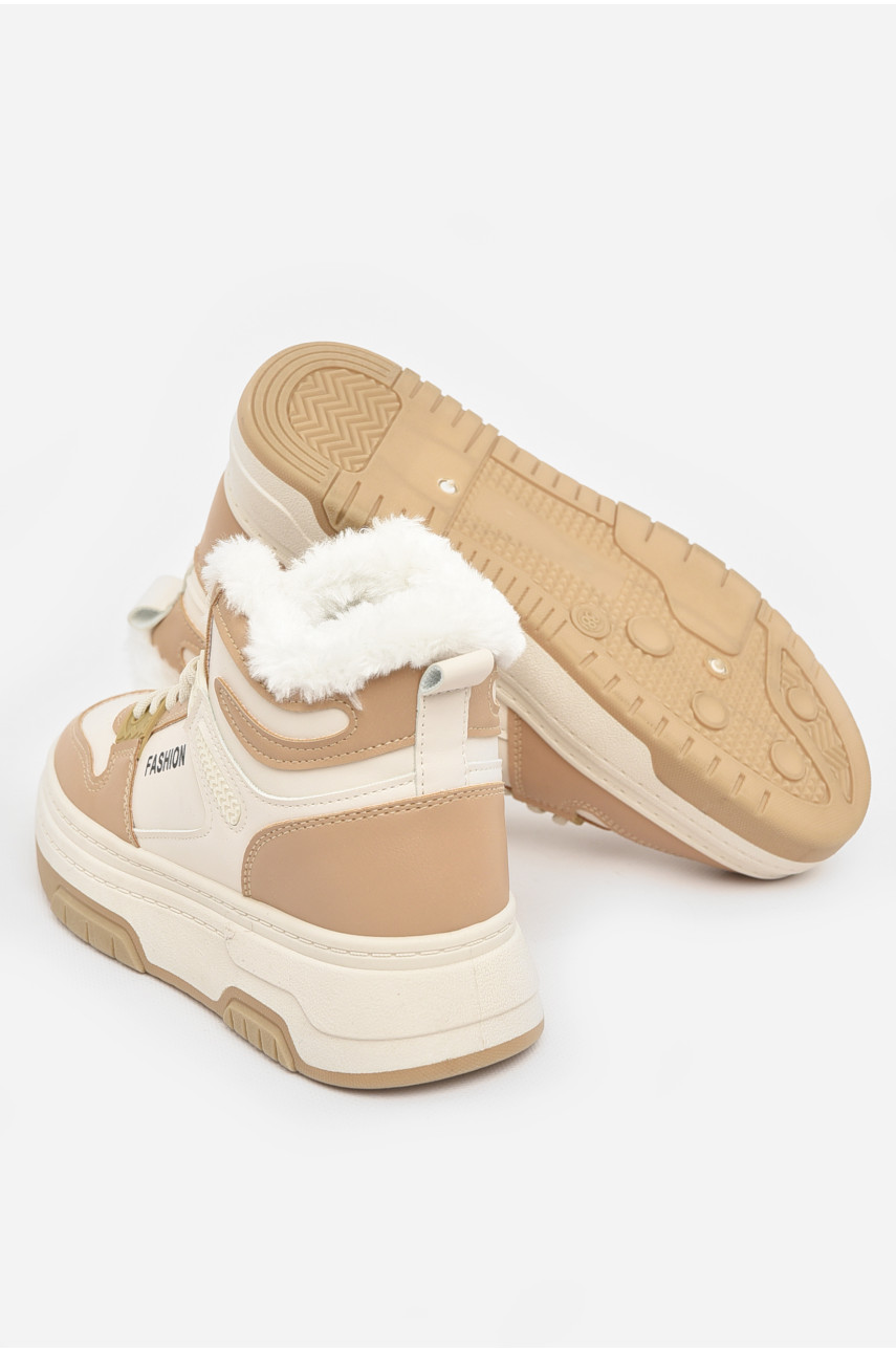 Кроссовки женские бело-бежевого цвета зима 2024-1-2 210988