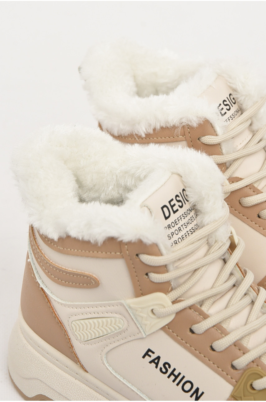 Кроссовки женские бело-бежевого цвета зима 2024-1-2 210988