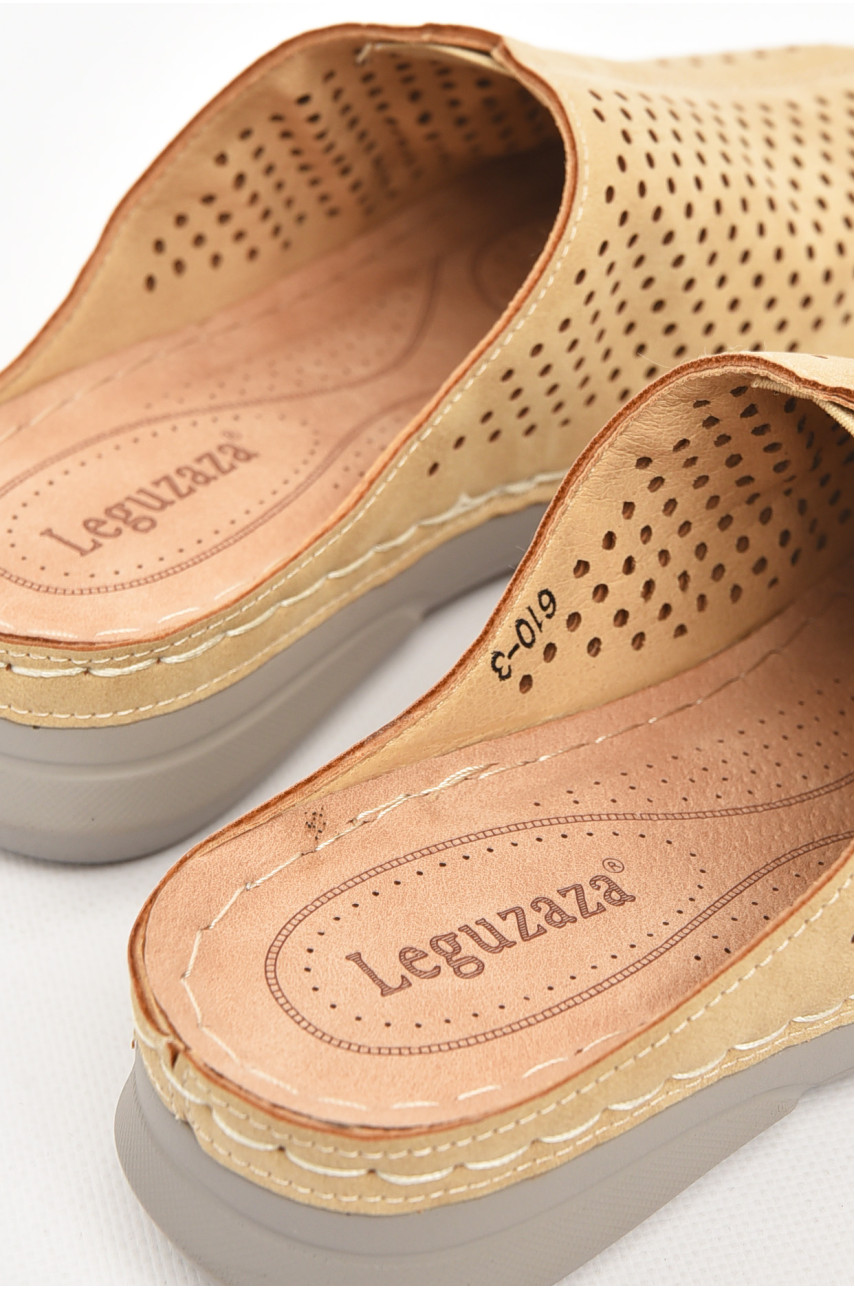 Шлепки женские бежевого цвета 610-3 210991 Шлепки женские бежевого цвета 610-3 210991