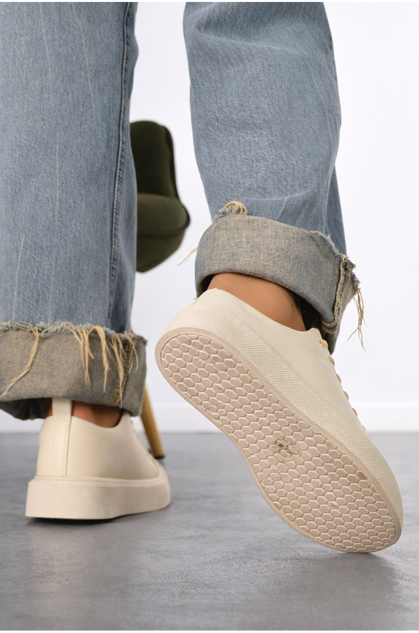 Кроссовки женские бежевого цвета на шнуровке 2023-30-3 210995