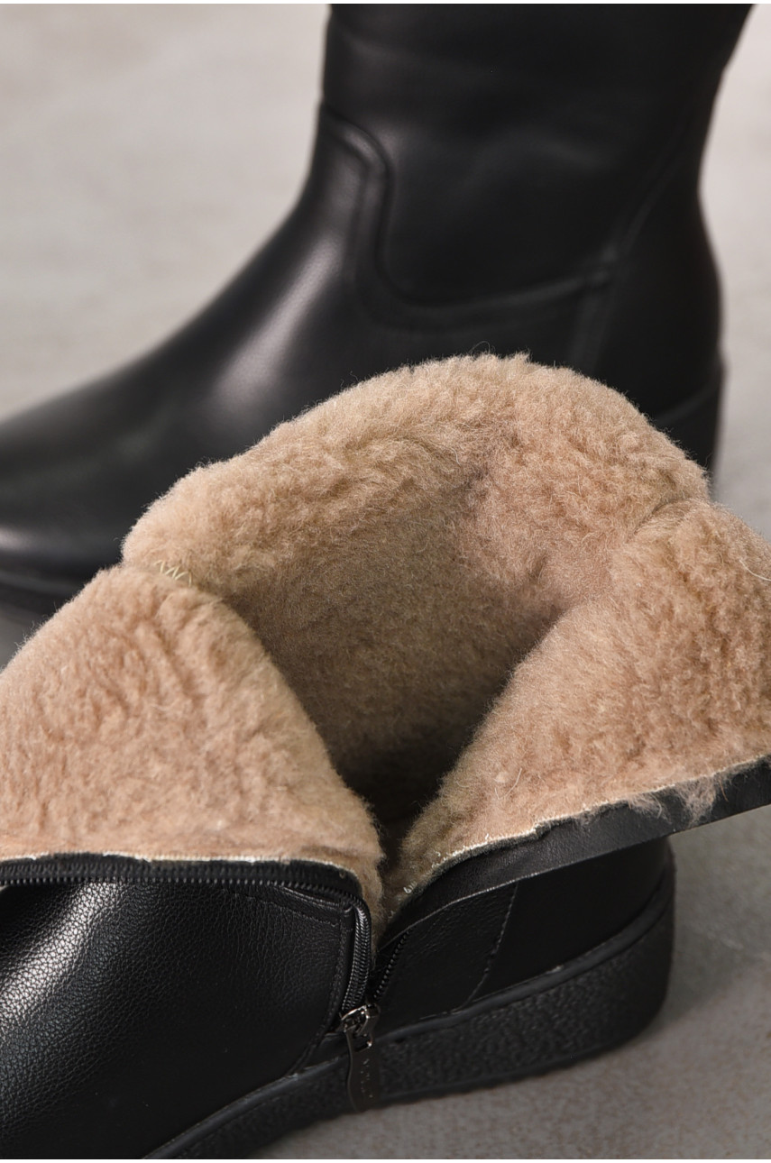 Полусапоги женские зимние черного цвета на меху 386 211007 Полусапоги женские зимние черного цвета на меху 386 211007