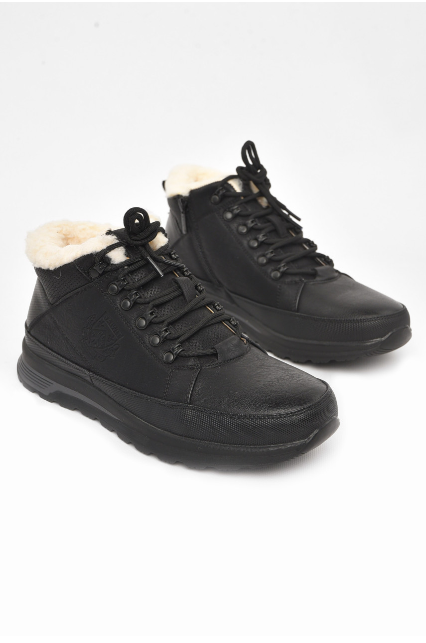 Ботинки мужские зимние на меху черного цвета 3735-5 211008