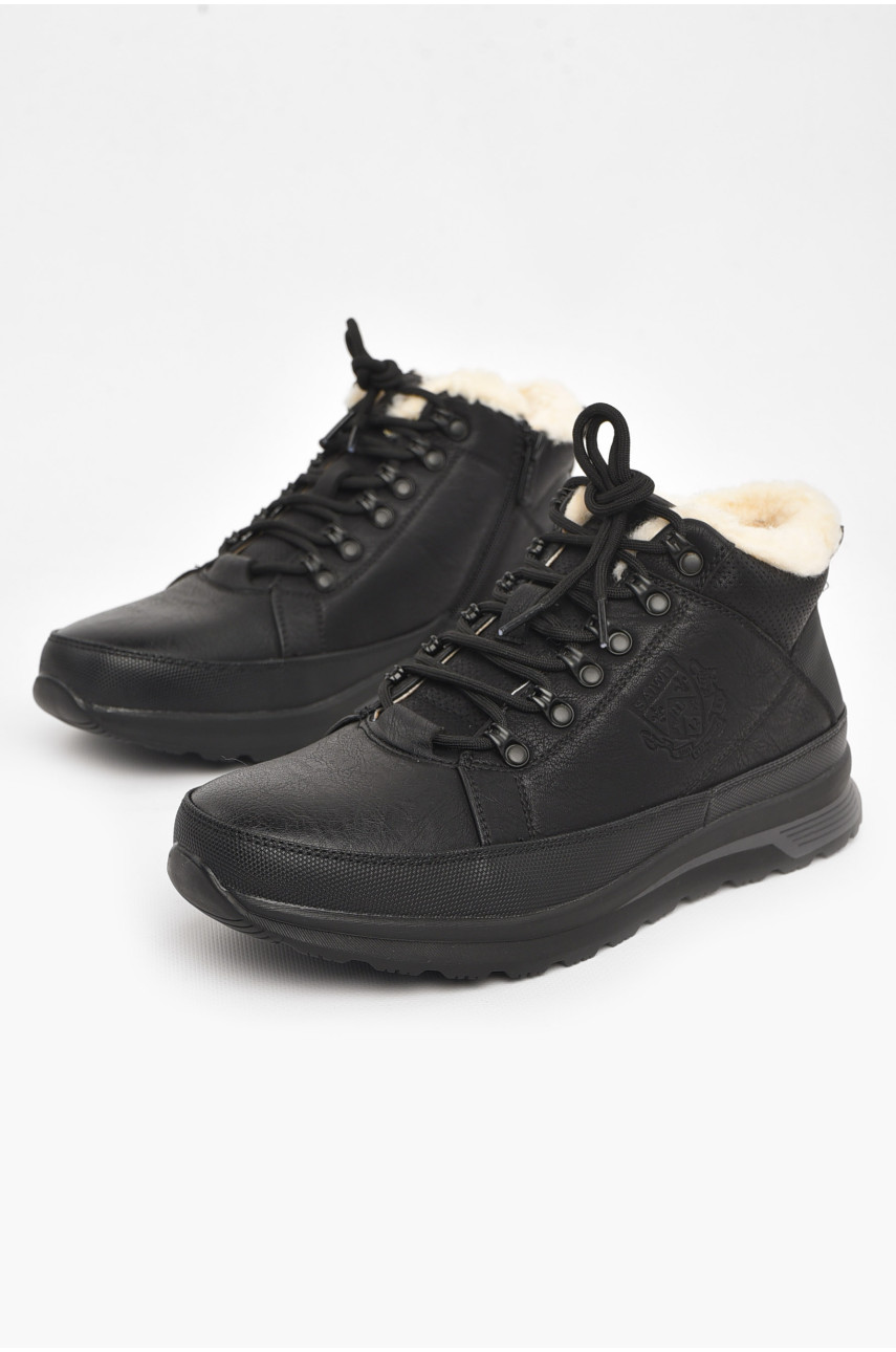 Ботинки мужские зимние на меху черного цвета 3735-5 211008