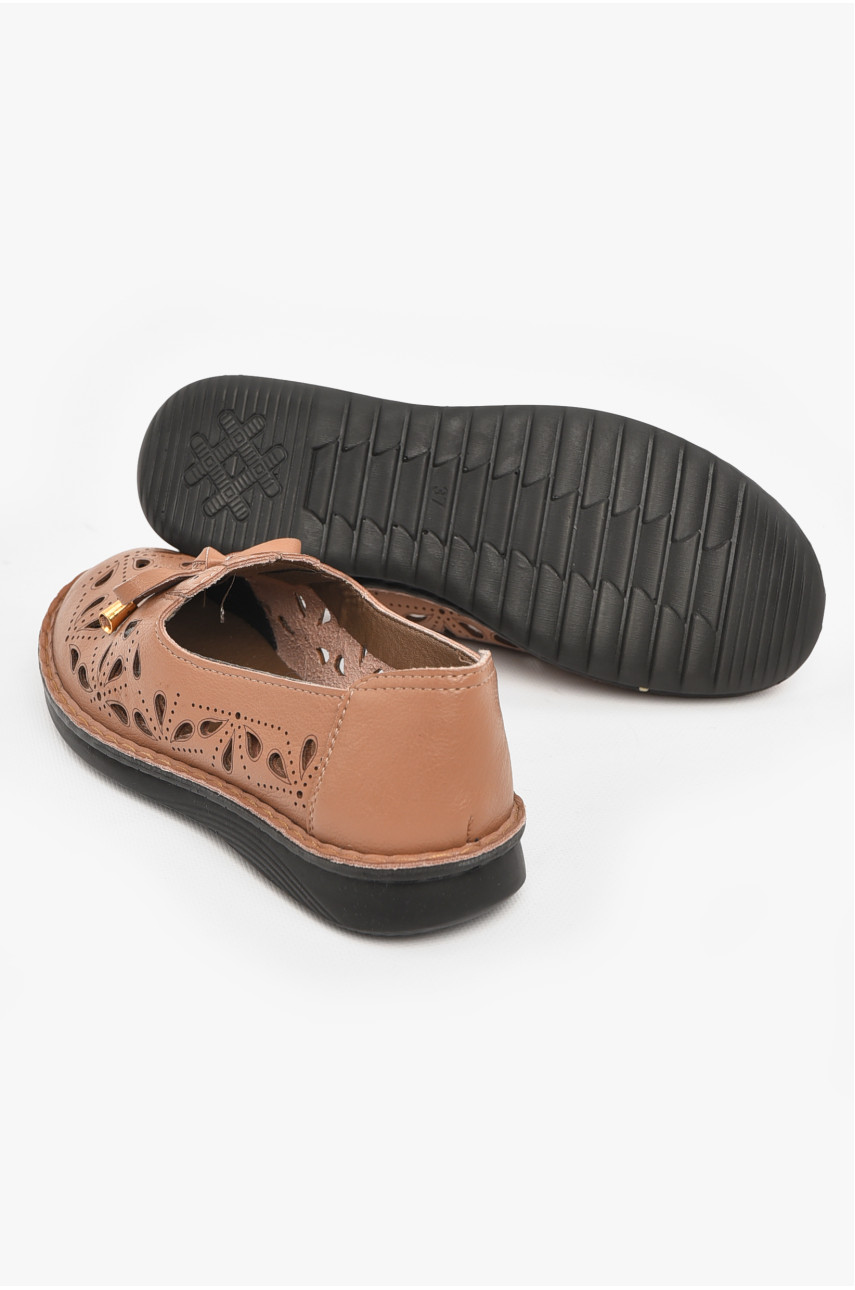 Туфли женские темно-бежевого цвета 3381-11 211023