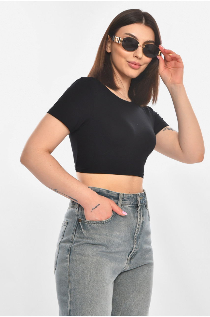 Топ женский однотонный черного цвета 211 211029