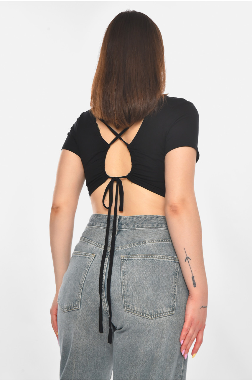 Топ женский однотонный черного цвета 211 211029