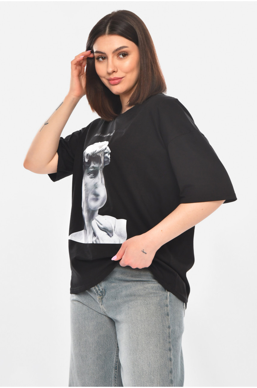 Футболка жіноча чорного кольору з принтом 216 211040