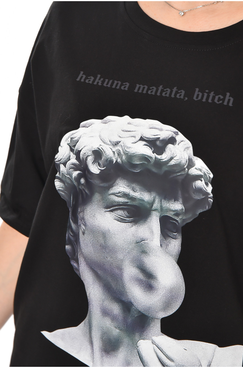 Футболка женская черного цвета с принтом 216 211040