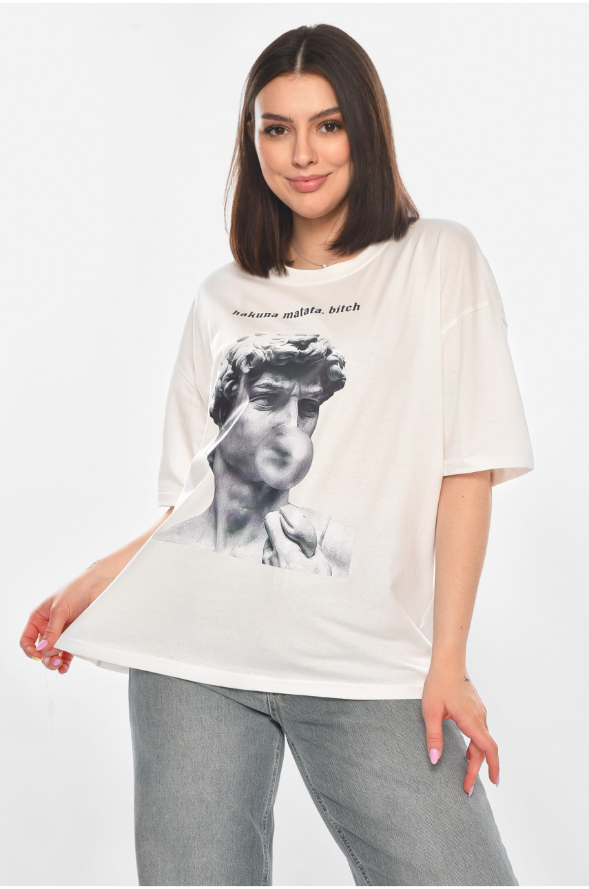 Футболка жіноча білого кольору з принтом 216 211044