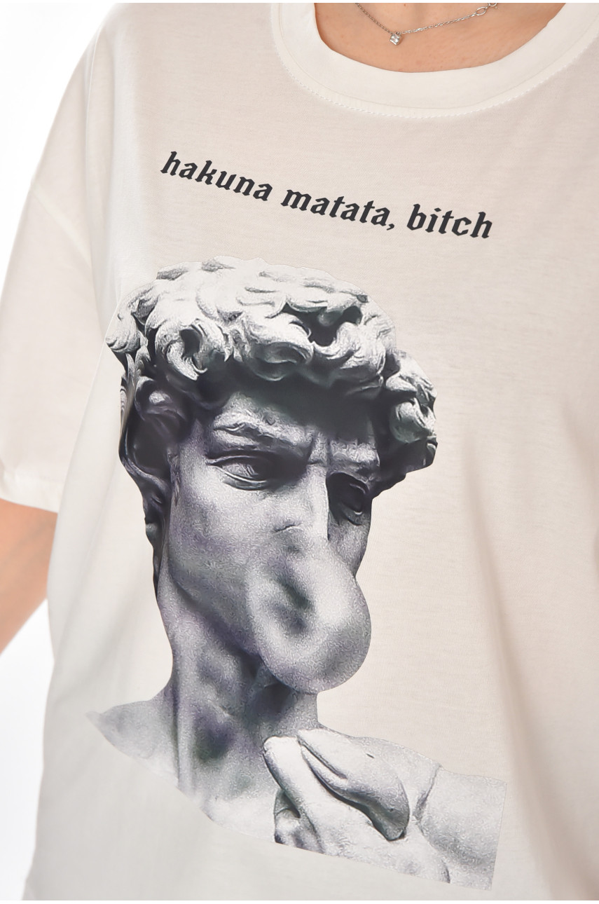 Футболка женская белого цвета с принтом 216 211044