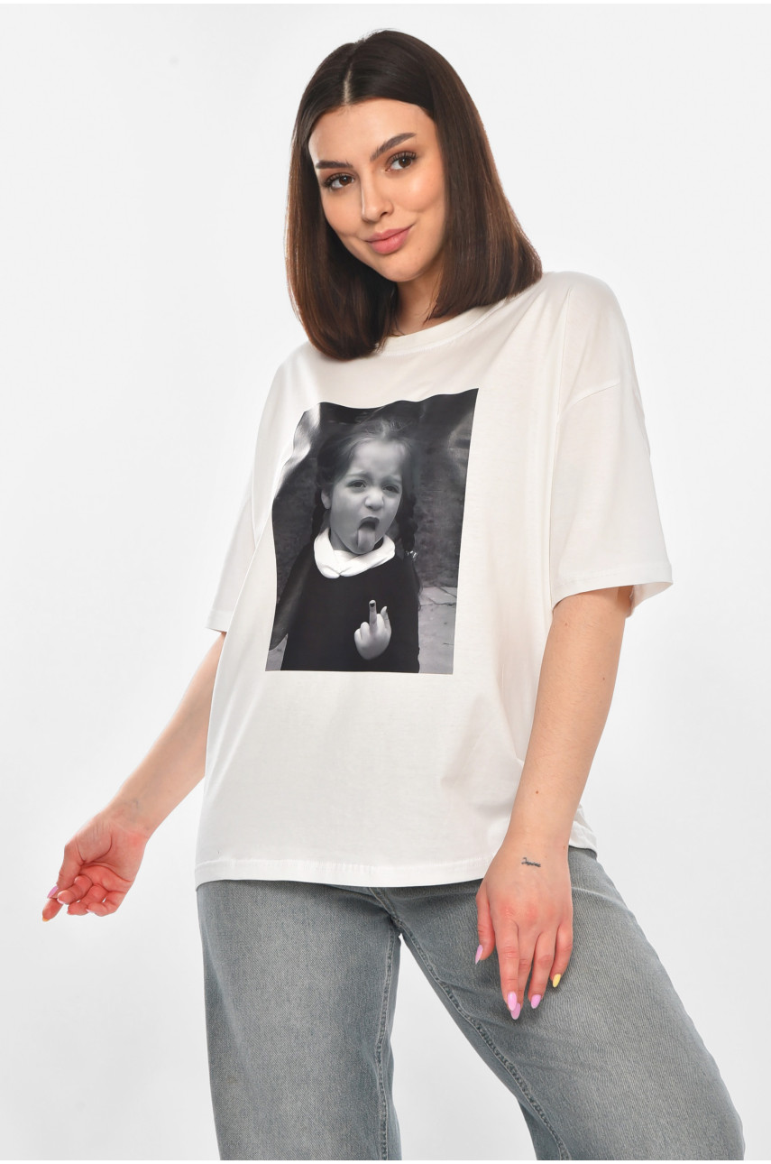 Футболка жіноча білого кольору з принтом 217 211046