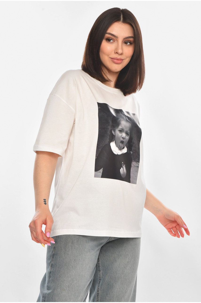 Футболка жіноча білого кольору з принтом 217 211046