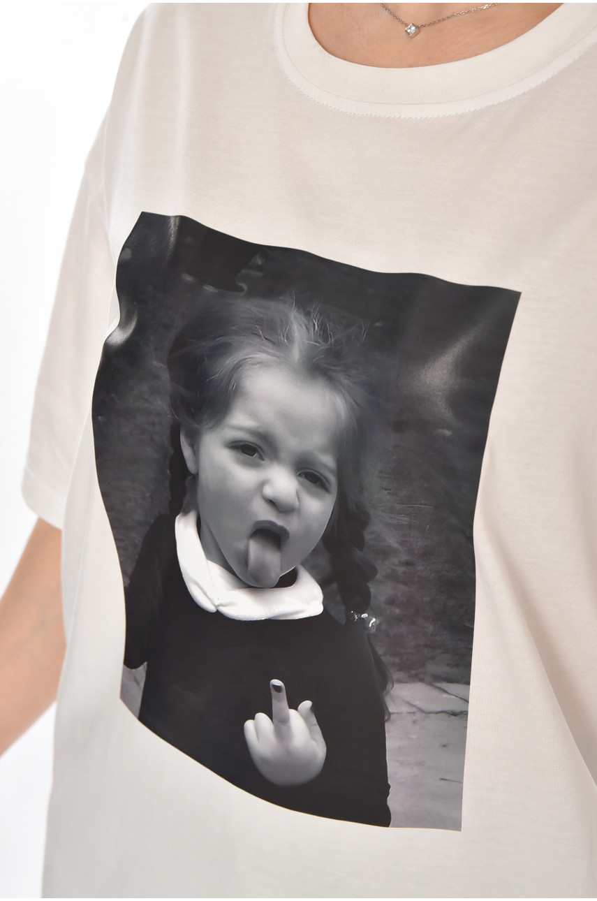 Футболка женская белого цвета с принтом 217 211046