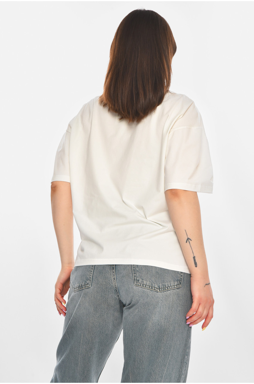 Футболка жіноча білого кольору з принтом 215 211051