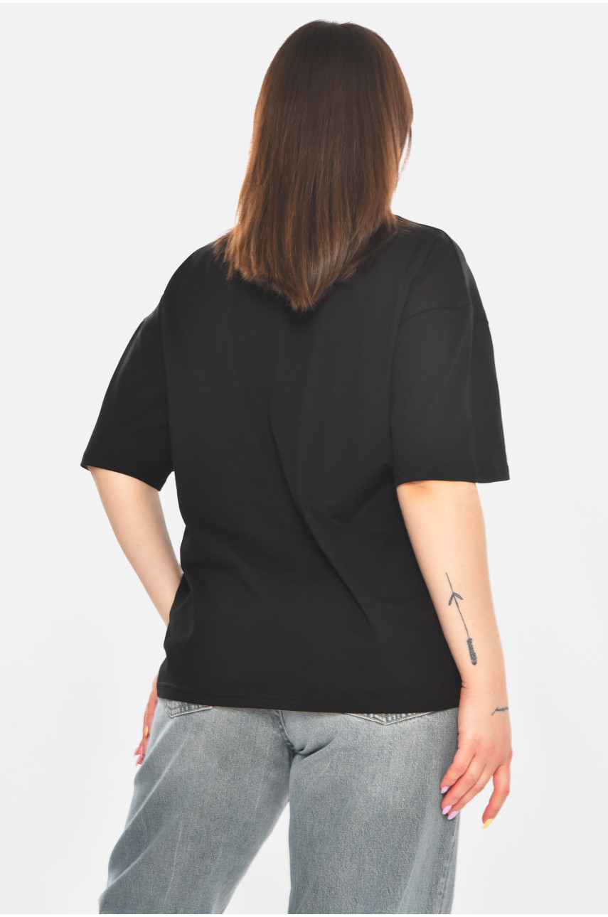 Футболка жіноча чорного кольору з принтом 215 211052