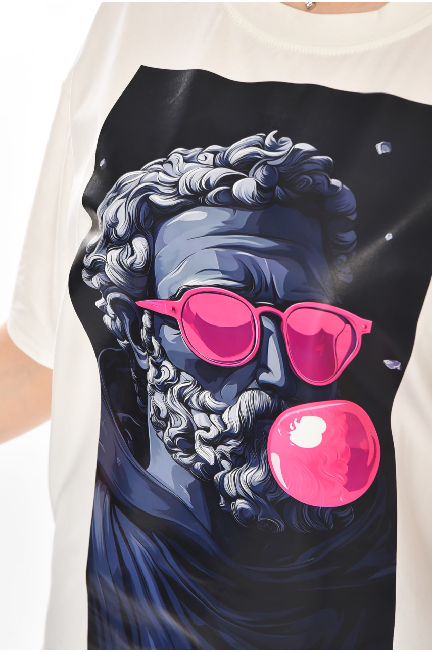 Футболка женская белого цвета с принтом 214 211053