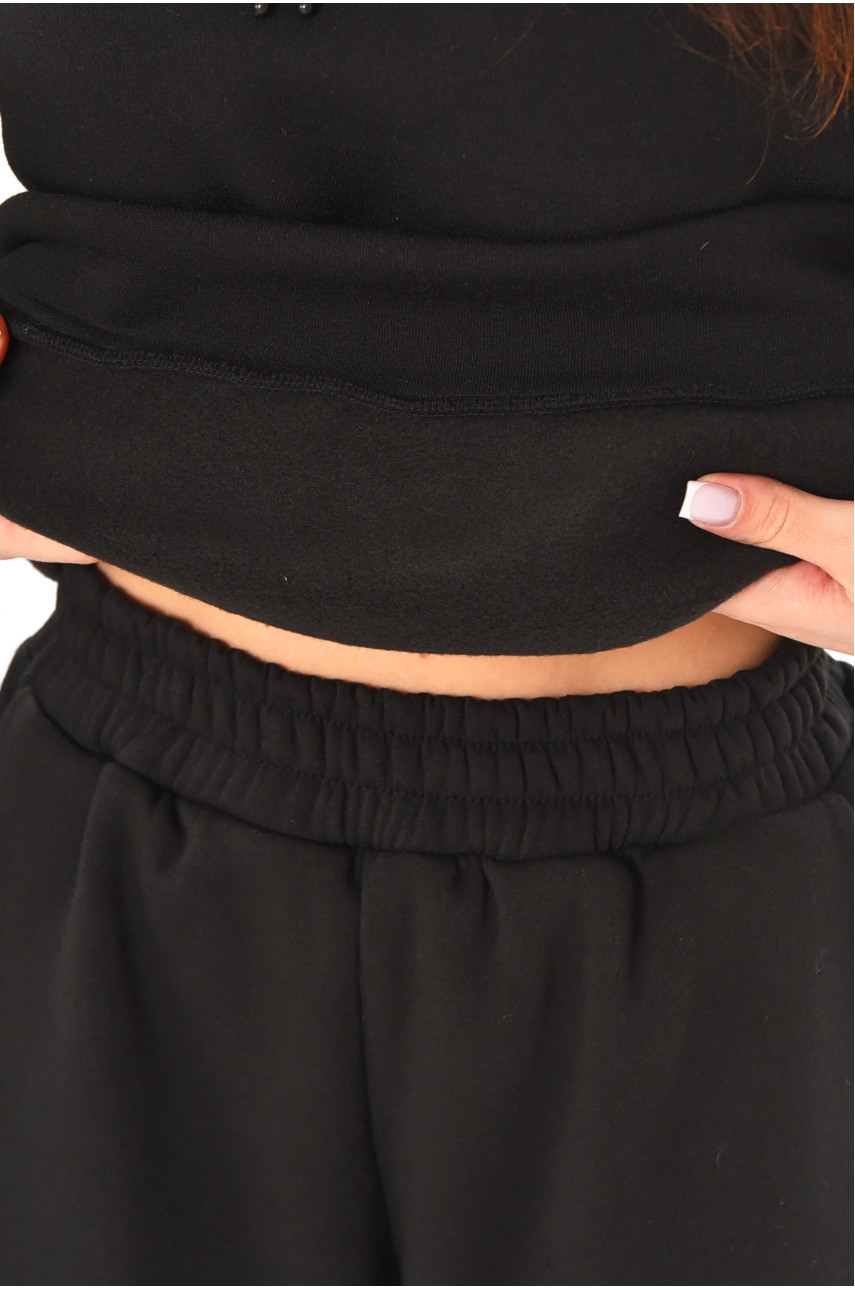 Спортивний костюм жіночий на флісі чорного кольору 02 211061