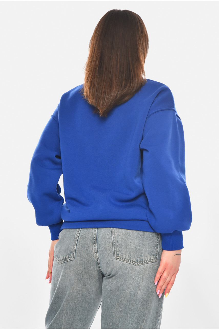 Свитшот женский на флисе синего цвета с принтом 203 211065