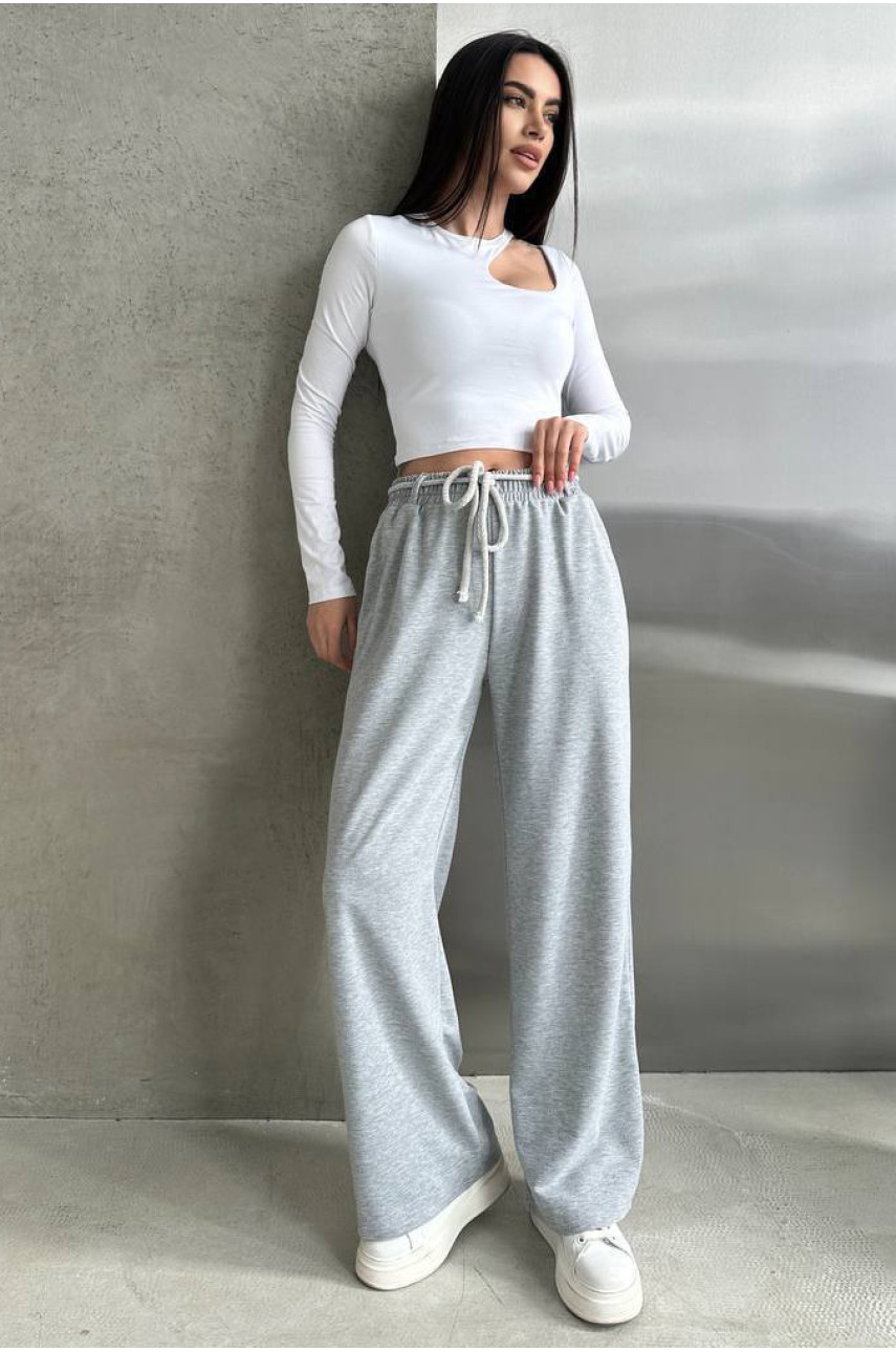 Штани жіночі однотонні сірого кольору 208 211066