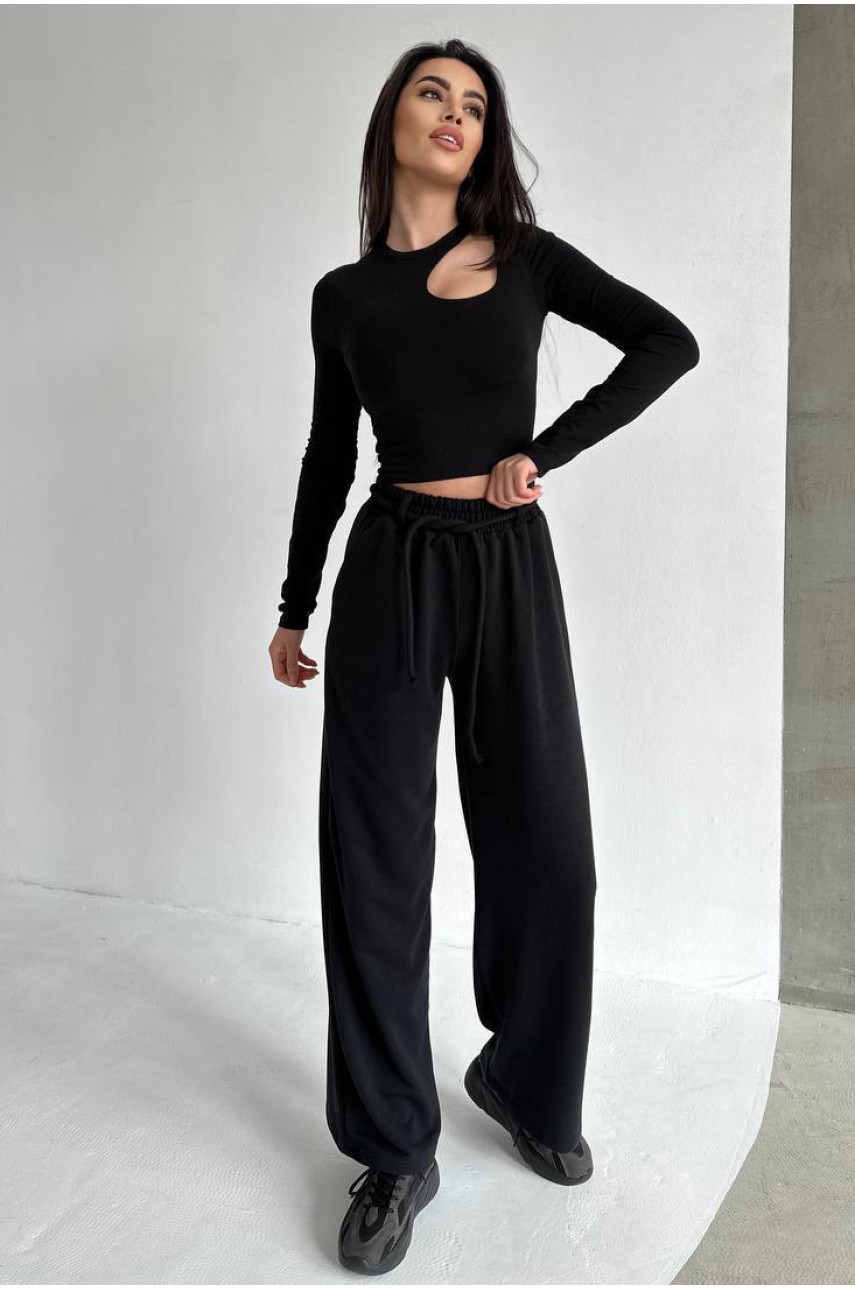 Штани жіночі однотонні чорного кольору 208 211067