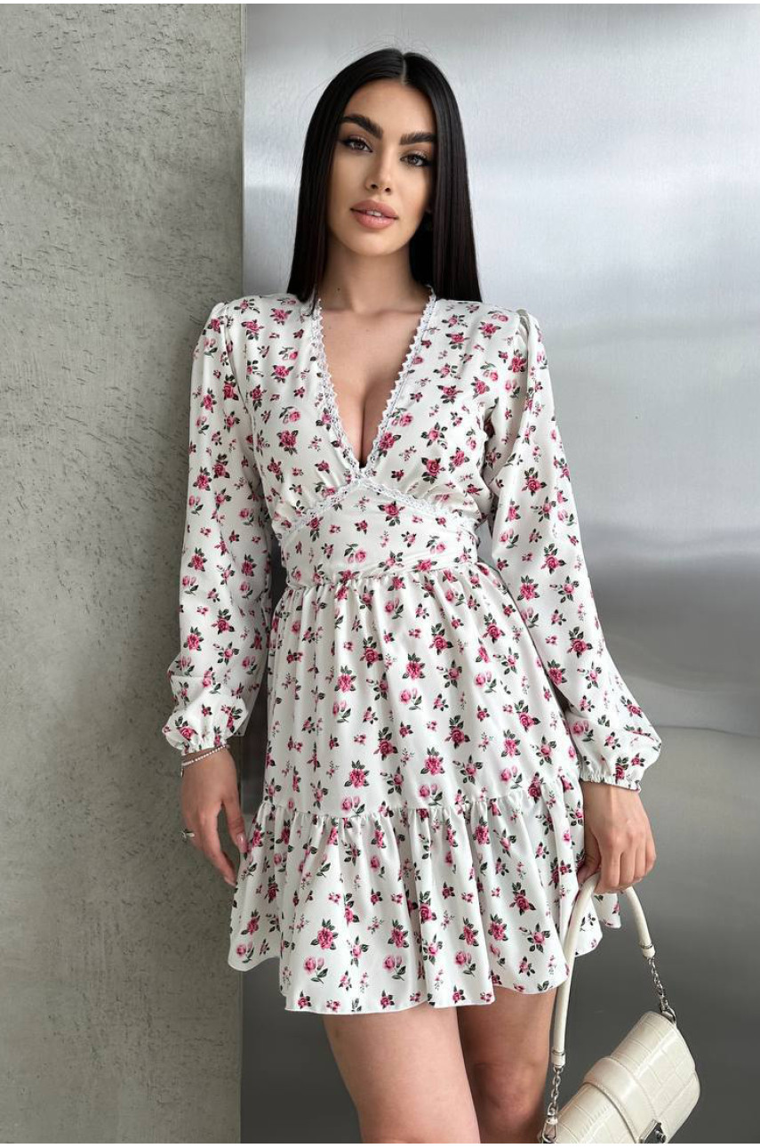 Сукня жіноча білого кольору з квітковим принтом 210 211069