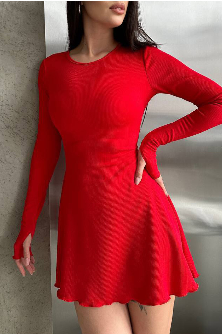 Сукня жіноча однотонна червоного кольору 205 211076