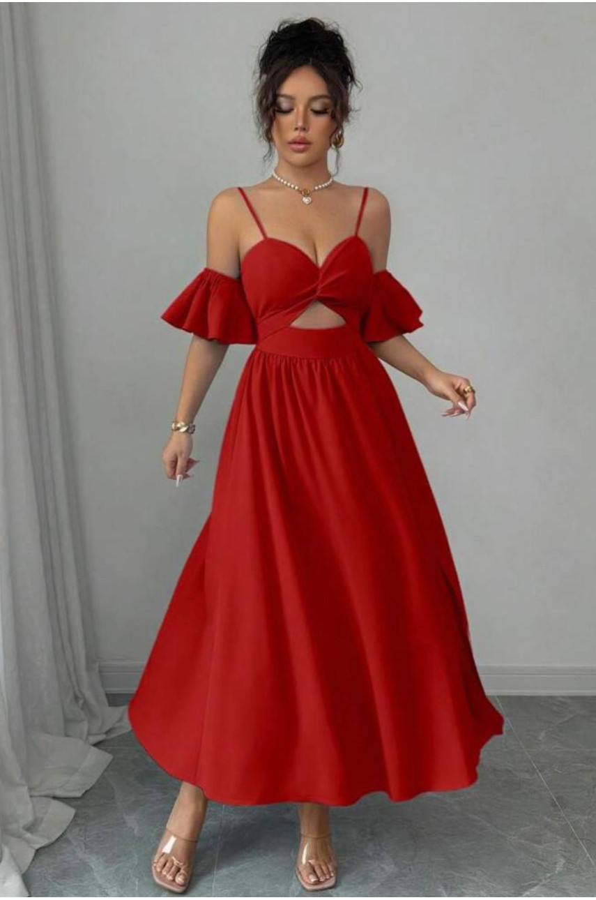 Сукня жіноча однотонна червоного кольору 218 211077