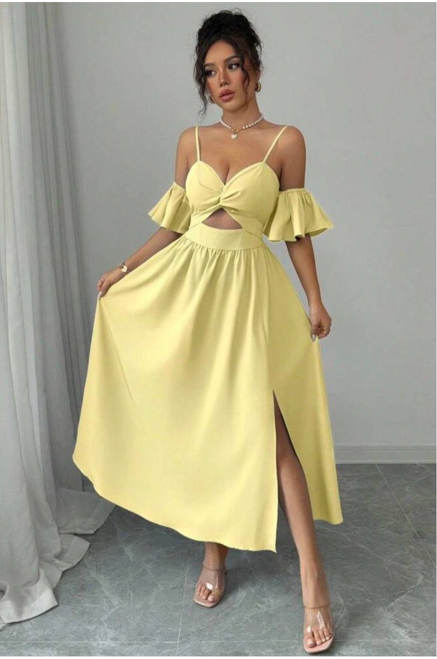 Сукня жіноча однотонна жовтого кольору 218 211081