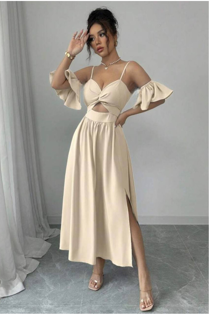 Сукня жіноча однотонна світло-бежевого кольору 218 211086