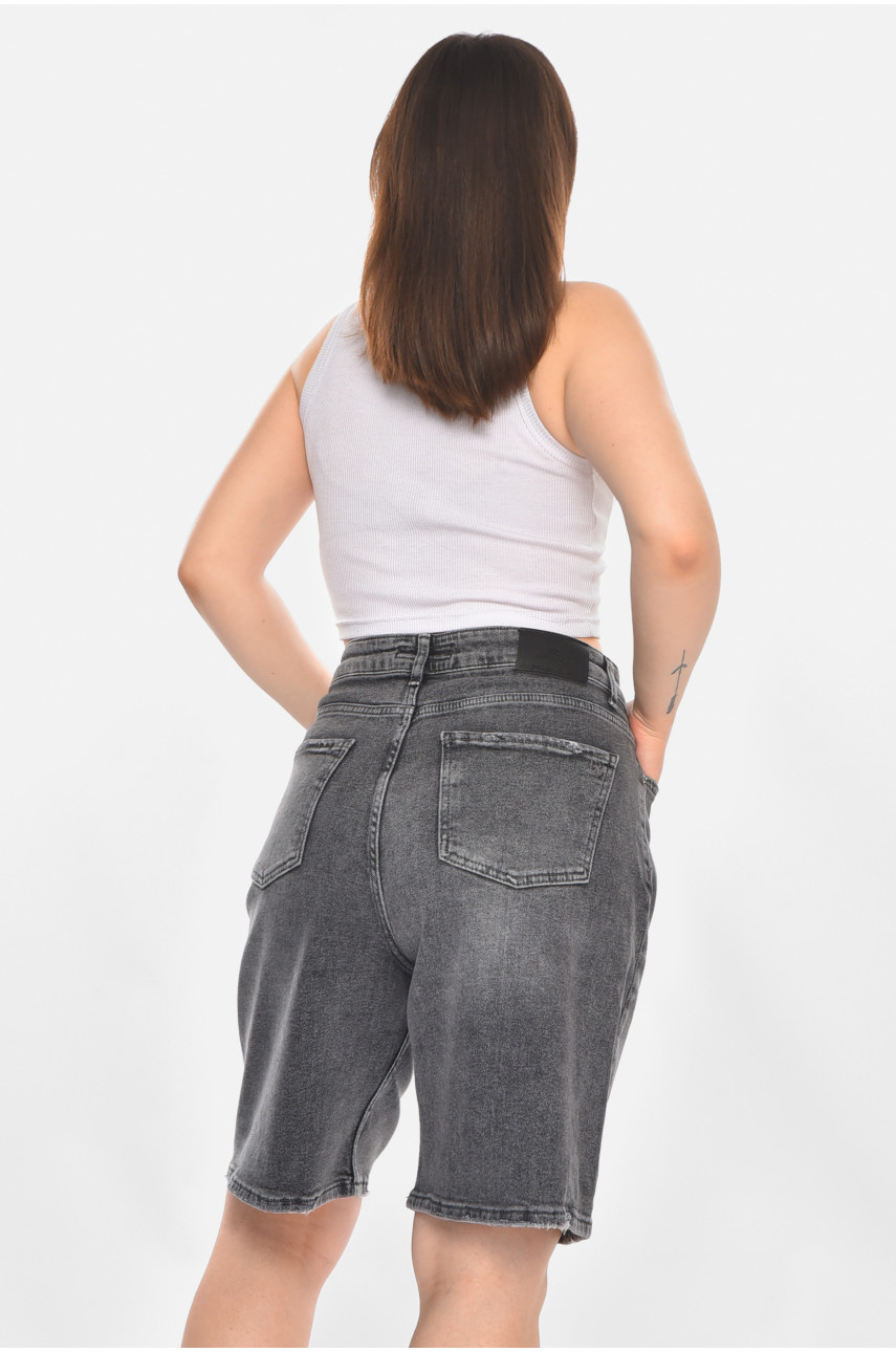 Шорты женские джинсовые серого цвета 5461-1 211091
