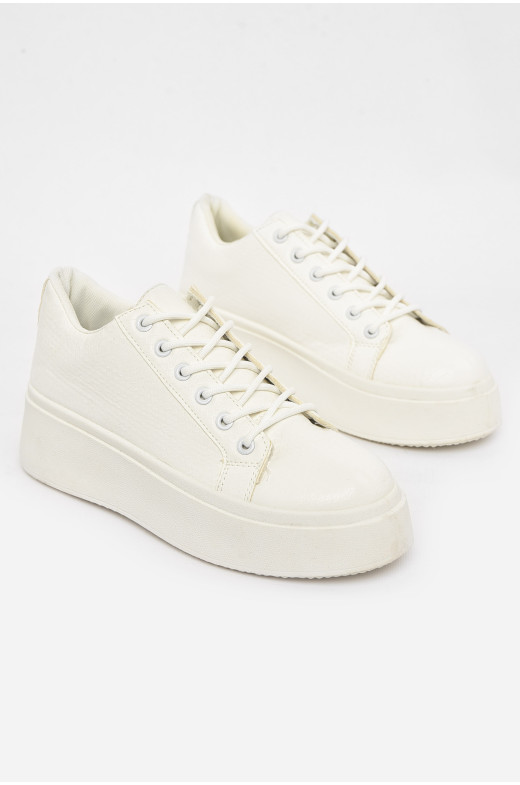 Кроссовки женские белого цвета на шнуровке Уценка 2024-10-2 211095