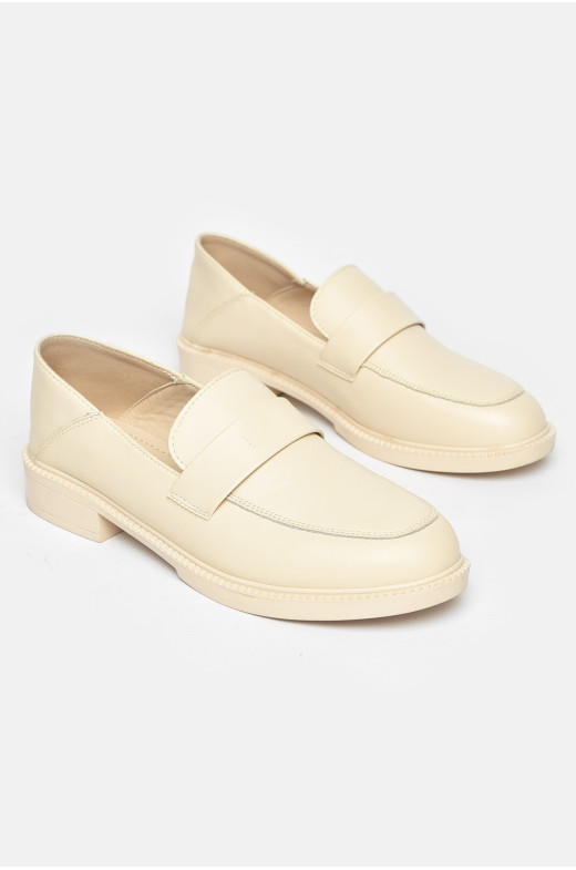 Туфли-лоферы женские бежевого цвета Уценка 92-3 211097
