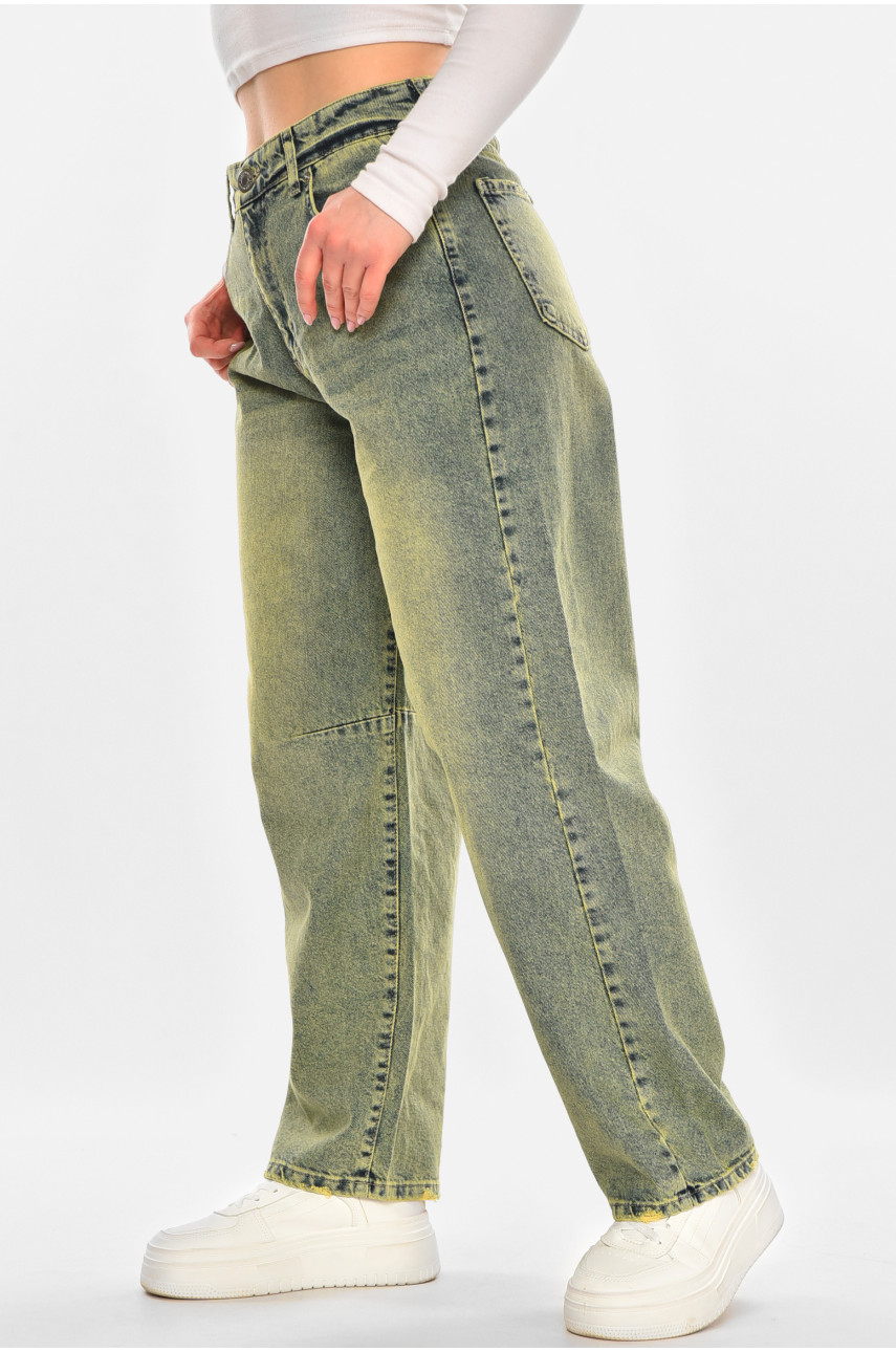 Джинсы женские однотонные зеленого цвета Уценка 001272 211098