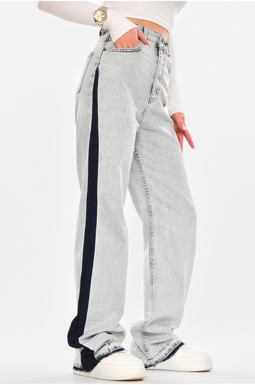 Джинсы женские однотонные голубого цвета Уценка 1048 211099