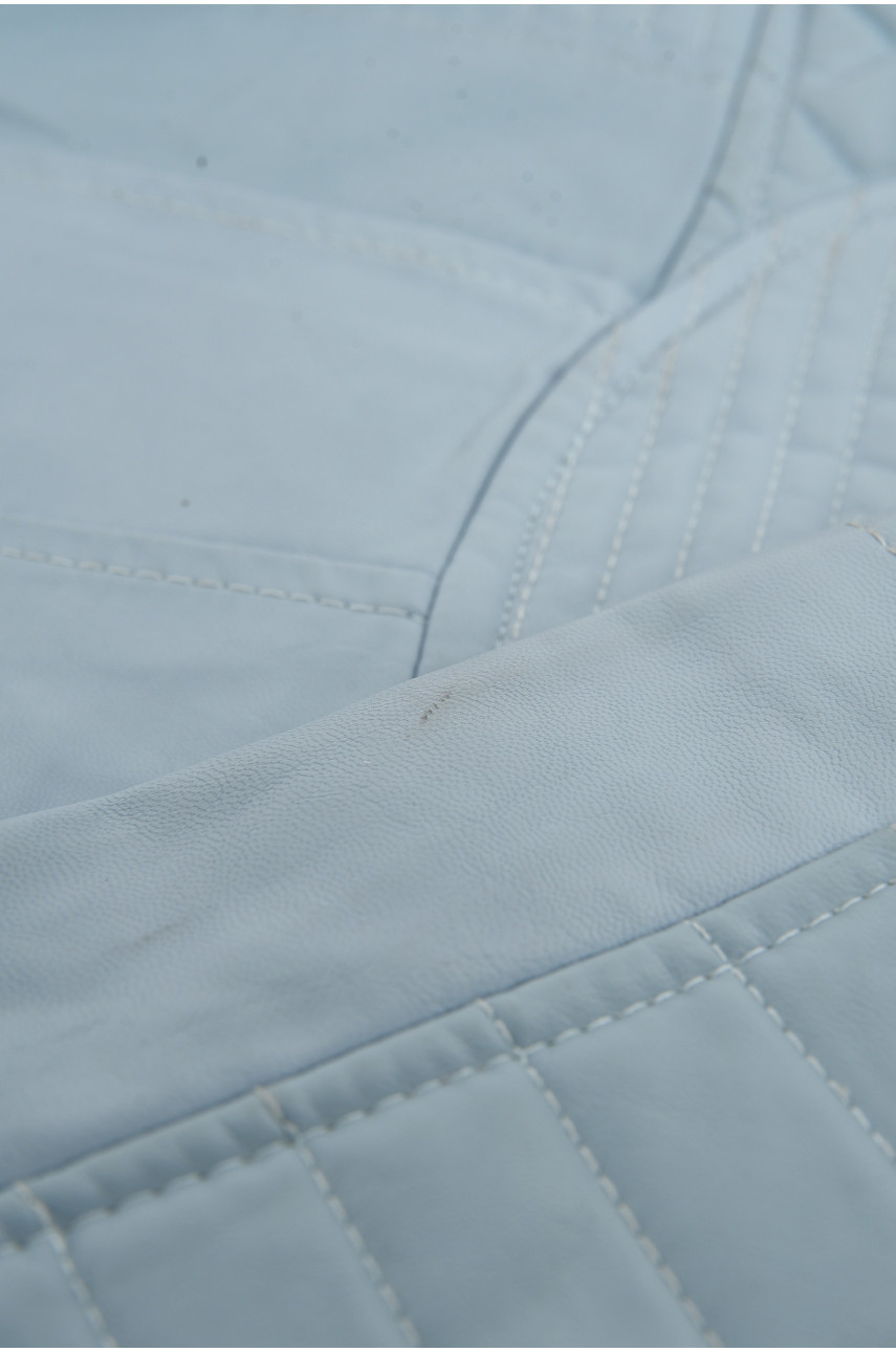 Куртка-косуха женская из экокожи голубого цвета Уценка 1708 211104 Куртка-косуха женская из экокожи голубого цвета Уценка 1708 211104