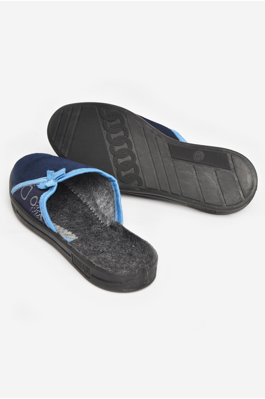 Тапочки женские синего цвета Ебіас бант 211106