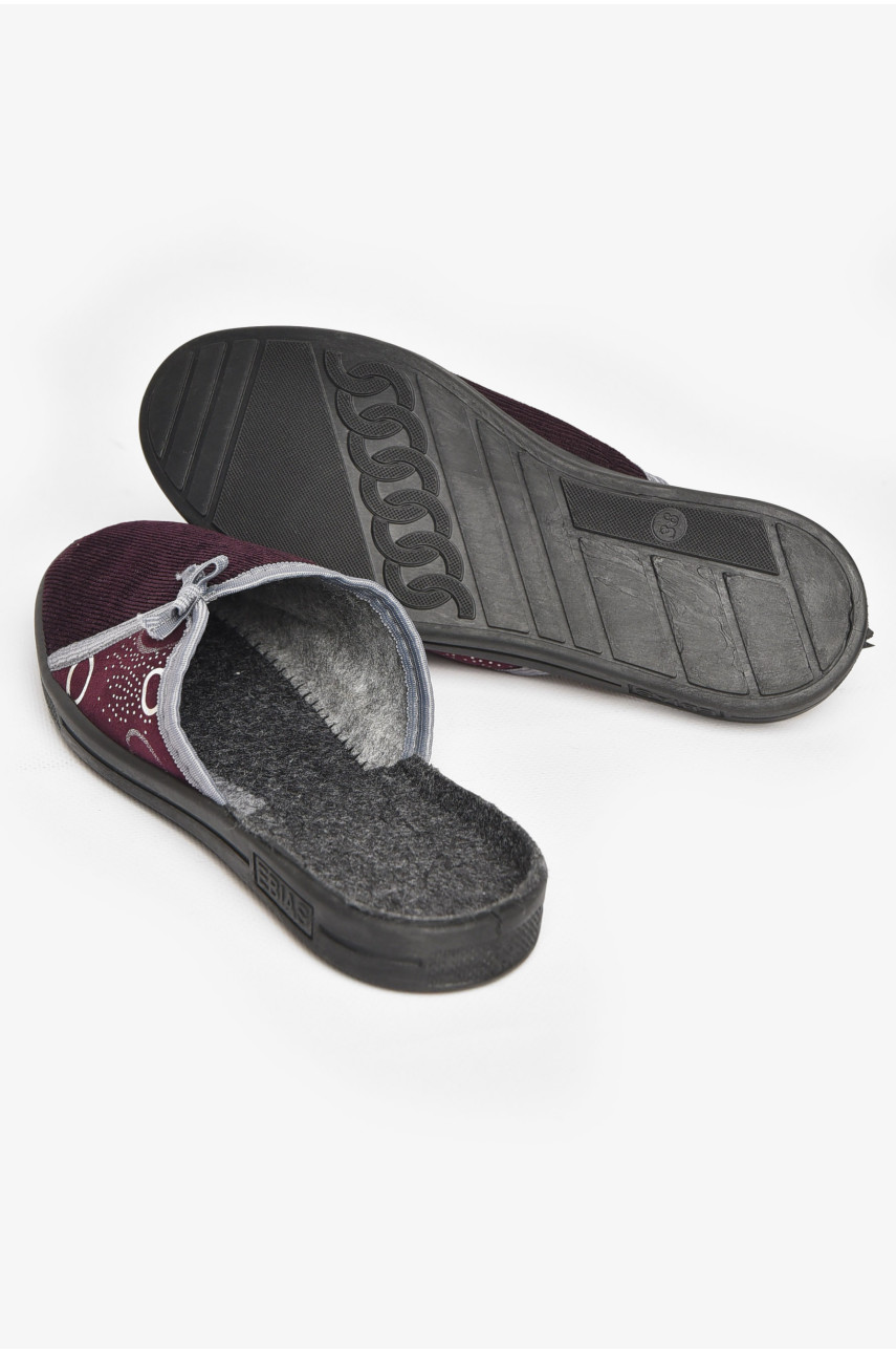 Тапочки женские темно-фиолетового цвета Ебіас бант 211107