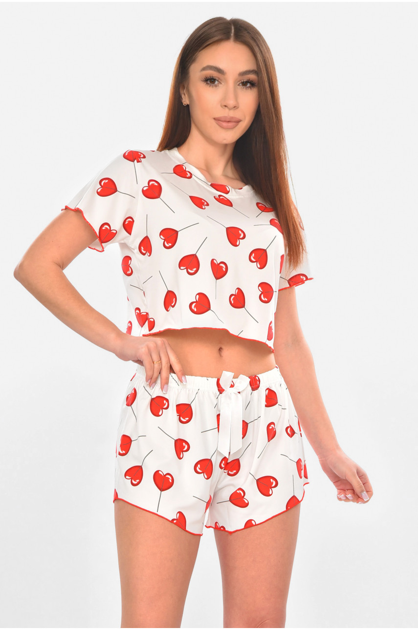 Піжама жіноча білого кольору з принтом 213,12 211116