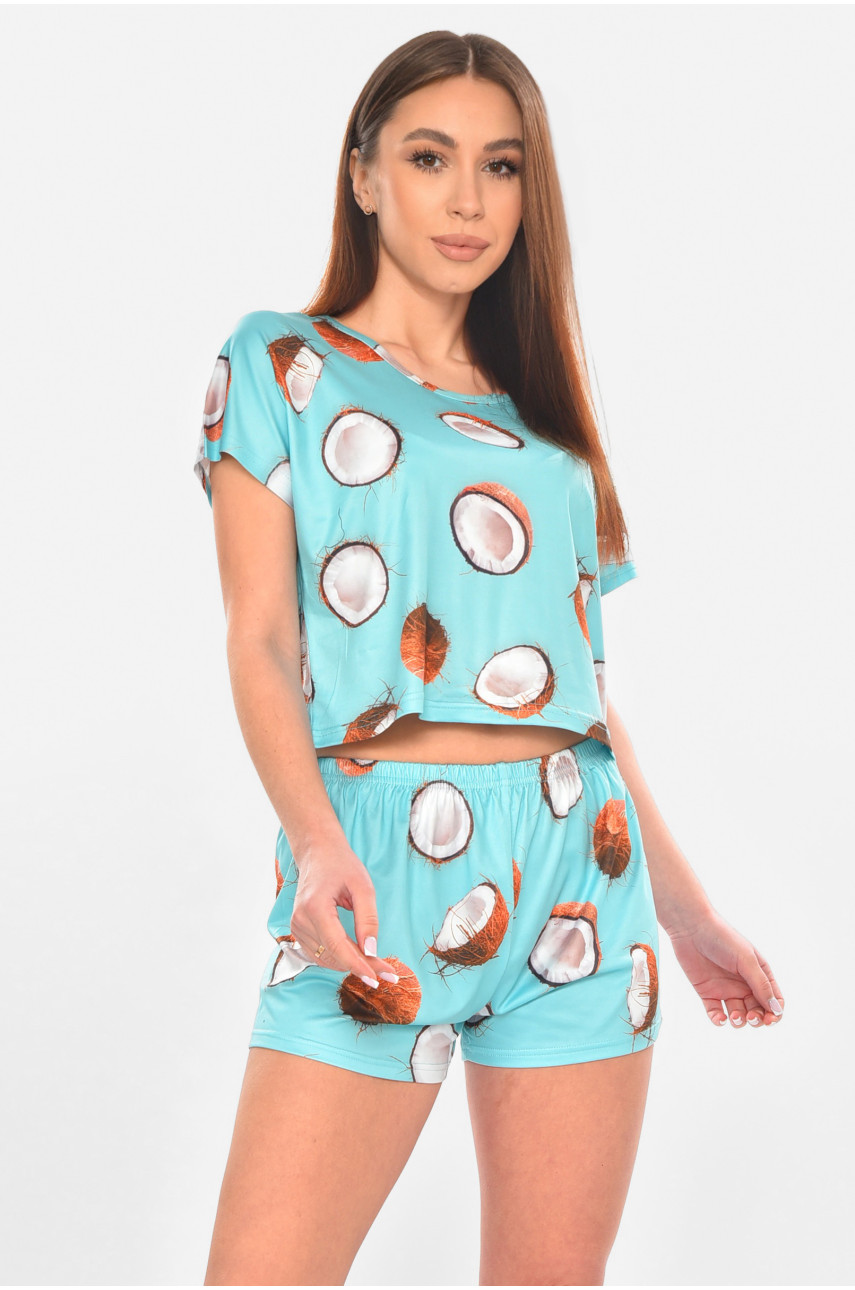 Пижама женская зеленого цвета с принтом 20078 211118