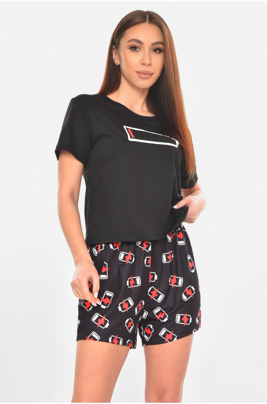 Пижама женская черного цвета с принтом 6018 211119