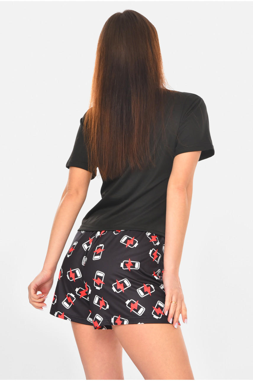 Пижама женская черного цвета с принтом 6018 211119