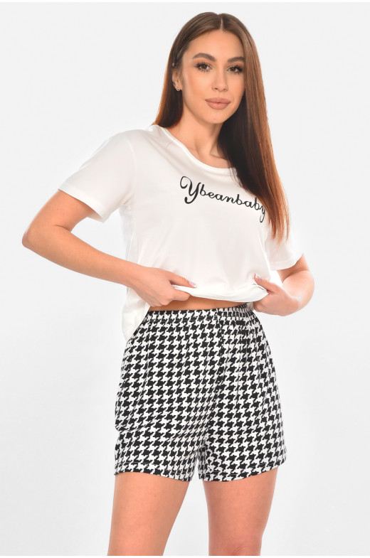 Пижама женская белого цвета с принтом 6018 211121