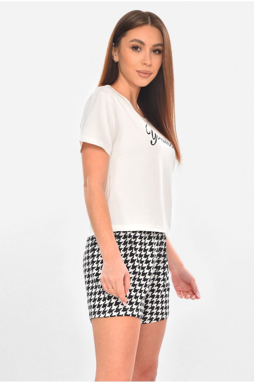 Пижама женская белого цвета с принтом 6018 211121