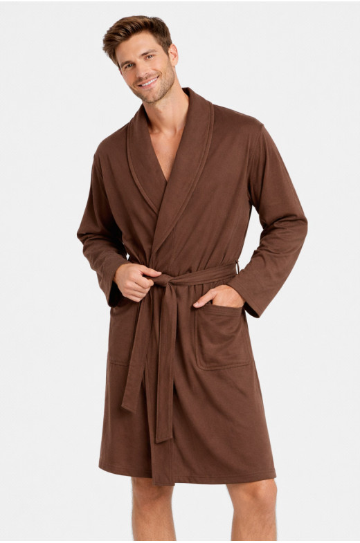Халат мужской трикотажный велюр коричневого цвета 2447 211128