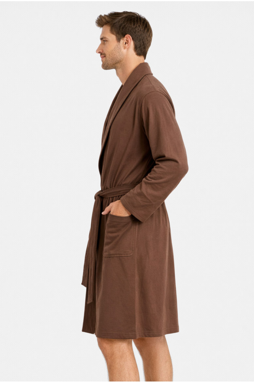 Халат чоловічий трикотажний велюр коричневого кольору 2447 211128