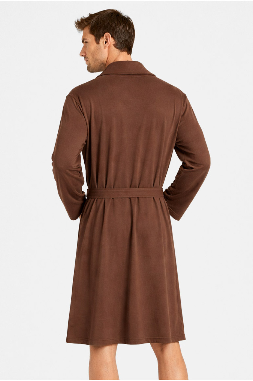 Халат чоловічий трикотажний велюр коричневого кольору 2447 211128